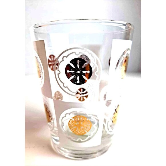 Anchor Hocking MCM Coastal Sand Dollar Cocktail Rocks Glass & Gold 4.5" Tall - Picture 1 of 7